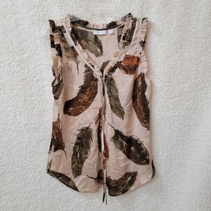 Feather Print Sleeveless Top